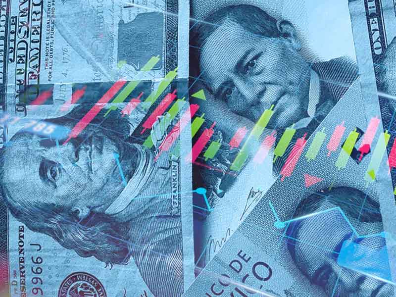 Peso mexicano avanza y termina por debajo de 17 unidades por dólar