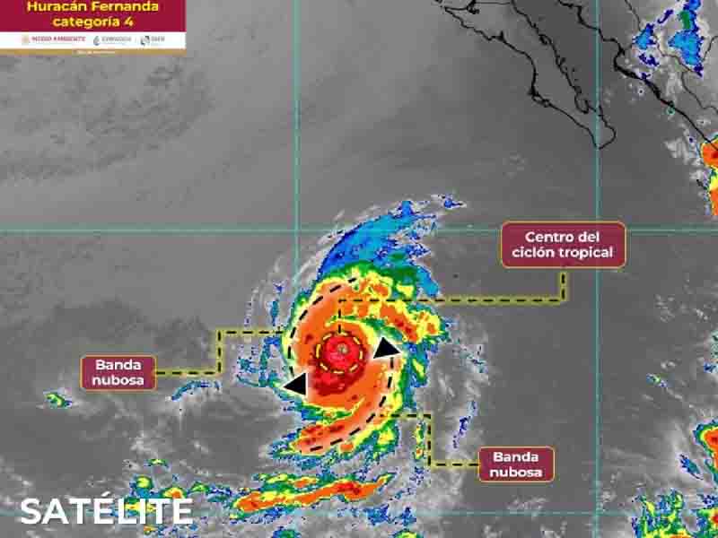 Huracán 'Fernanda' alcanza la categoría 4; descartan riesgo para México