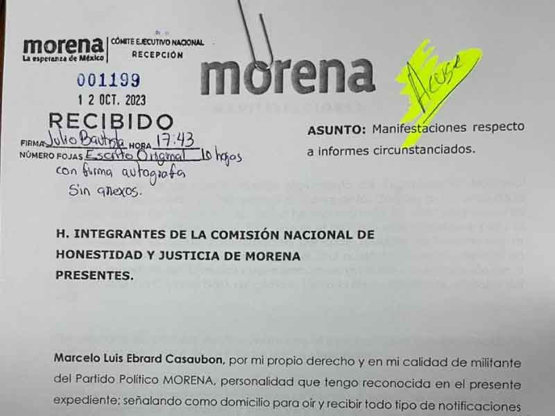 Entrega Ebrard pruebas de irregularidades y pide corregir proceso de fondo